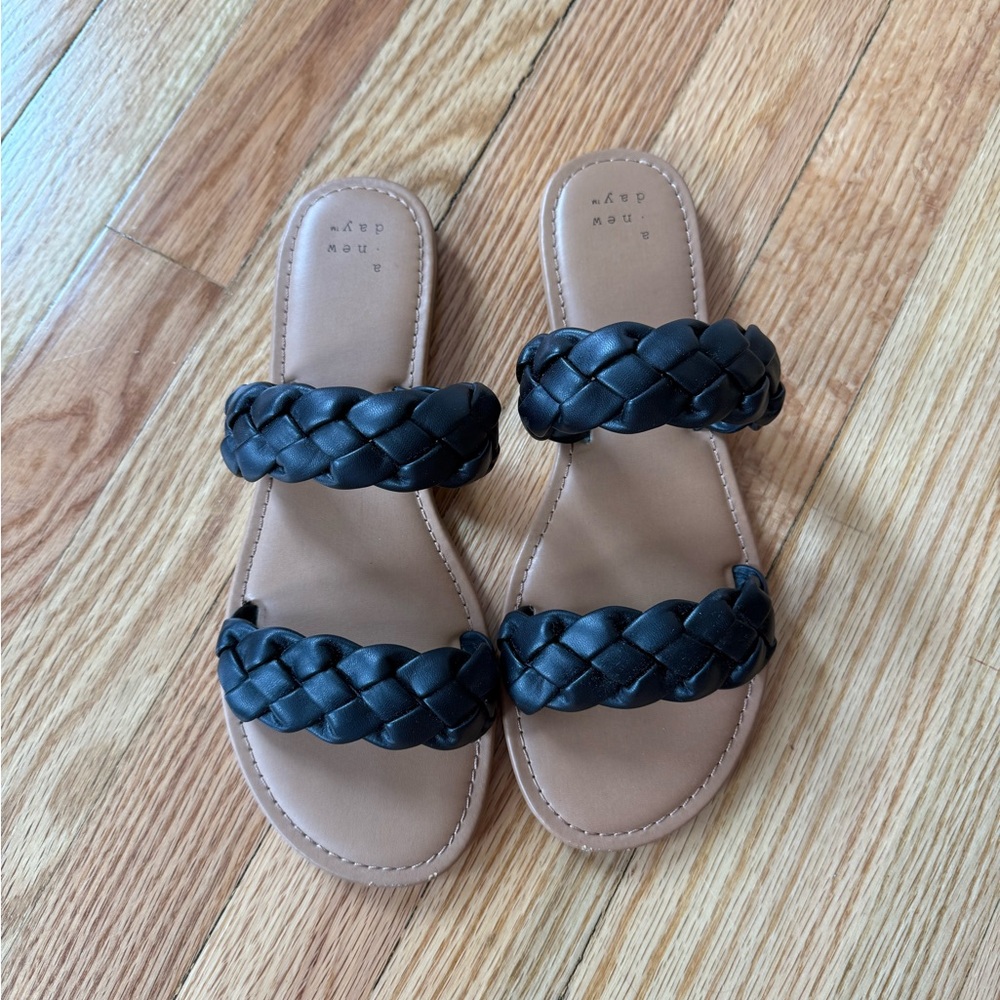 Black Braided Leather Sandals